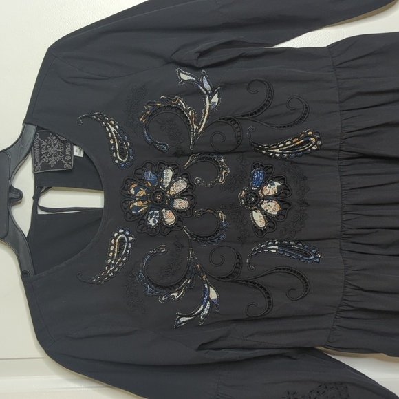 Johnny Was Merla Dress Black Cotton Embroidered Floral NWT XS - Picture 4 of 15
